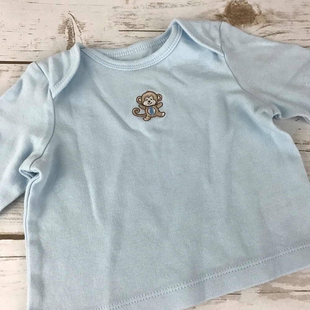 Little Me Blue Graphic Monkey Top